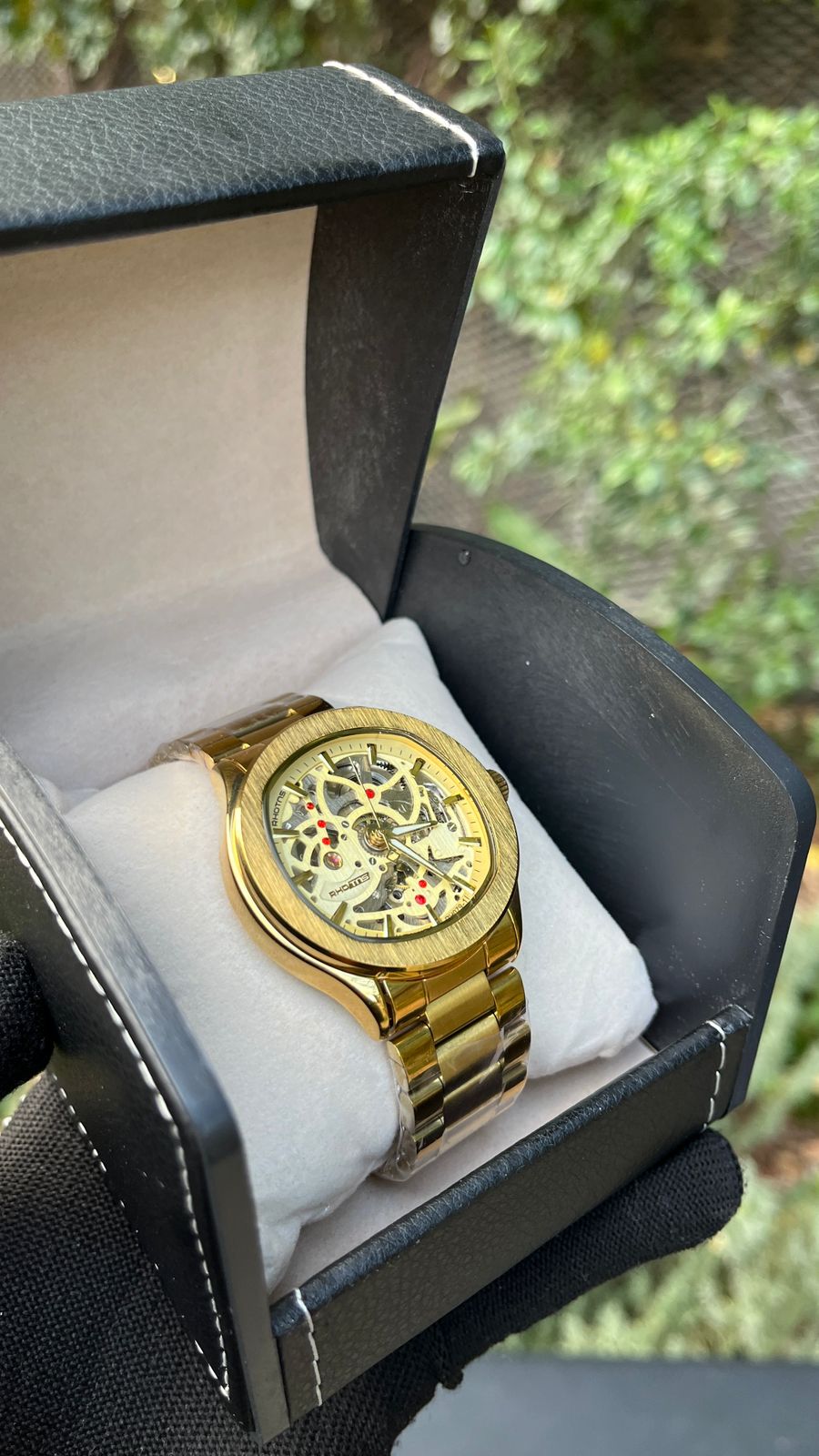 RHOTNS GOLD SKELETON WATCH