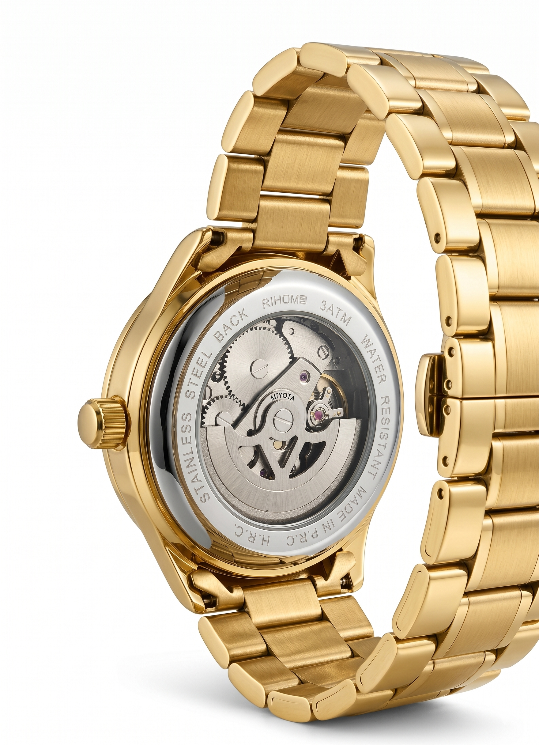 RHOTNS GOLD SKELETON WATCH